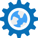 Industrial gear and globe symbolizing global-ready engineering and development